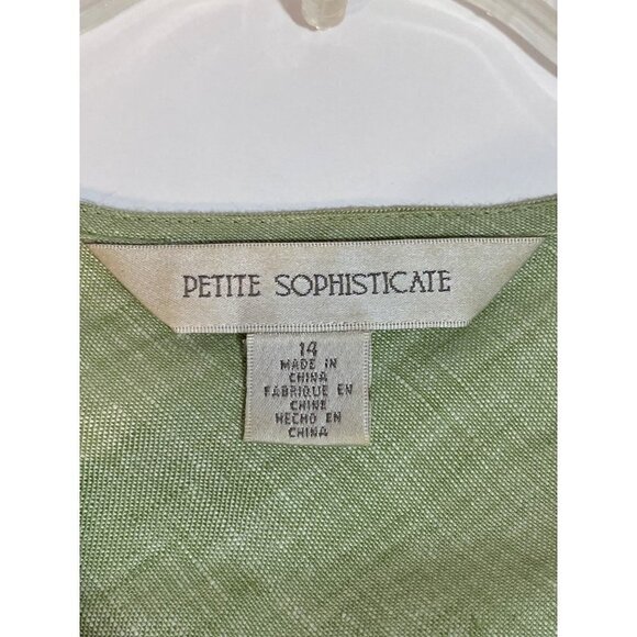 Petite Sophisticate Light Green 100% Linen Blouse with Beading Detail Size 14 - Picture 4 of 10